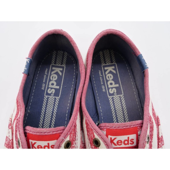 Keds Sneakers Womens 5.5 Red Striped Espadrille Slip On Low Top Casual Shoes - Picture 8 of 11
